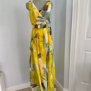 New! White House Black Market Sleeveless VNeck Braided Waist Maxi Dress, SIZE OP